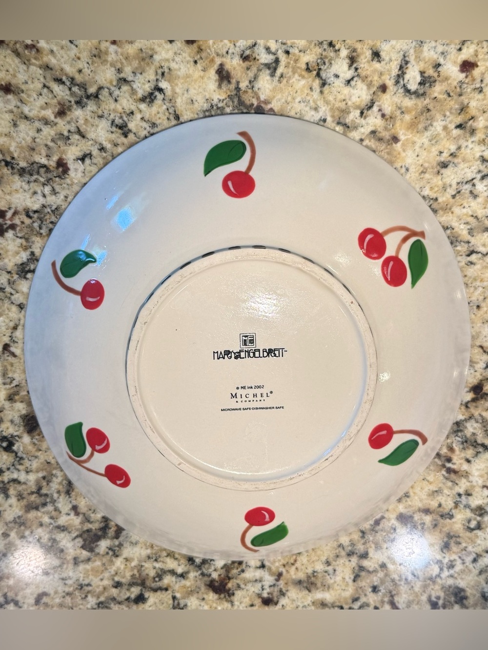 Mary Engelbreit Round Cherry Red White Extra Large Serving Bowl 2002 Michel 12” - Picture 2 of 7